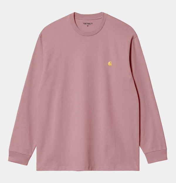 Carhartt WIP Chase Long Sleeve T-Shirt in Glassy Pink