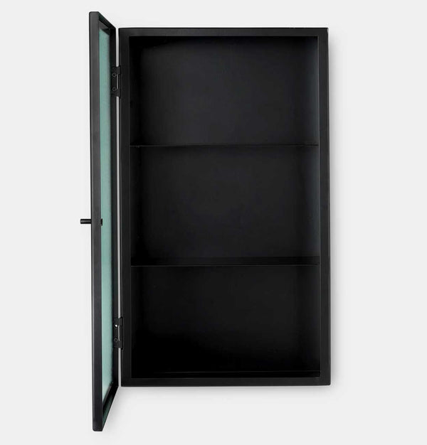 ferm LIVING Haze Wall Cabinet in Wired Glass – Black