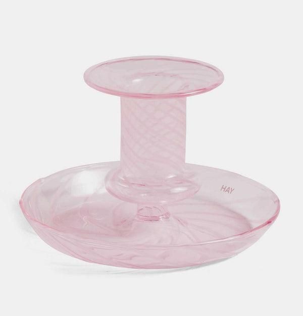HAY Flare Candle Holder – Pink with White Stripe