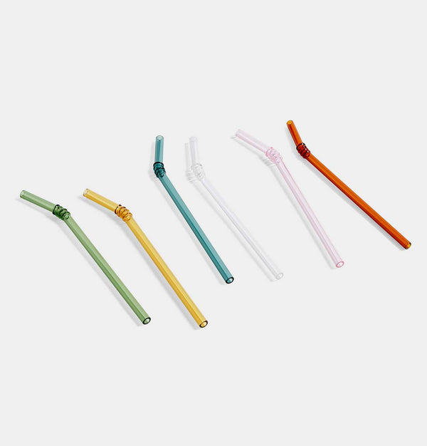 HAY Sip Glass Straws – Swirl Multi – Set of 6