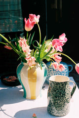 HAY Sobremesa Stripe Vase – Large – Green and Yellow