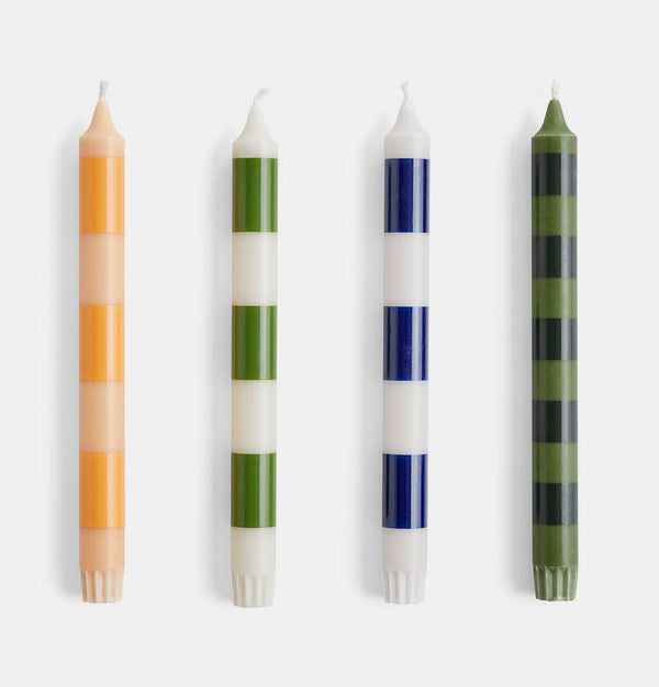 HAY Stripe Candle – Greens – Set of 4