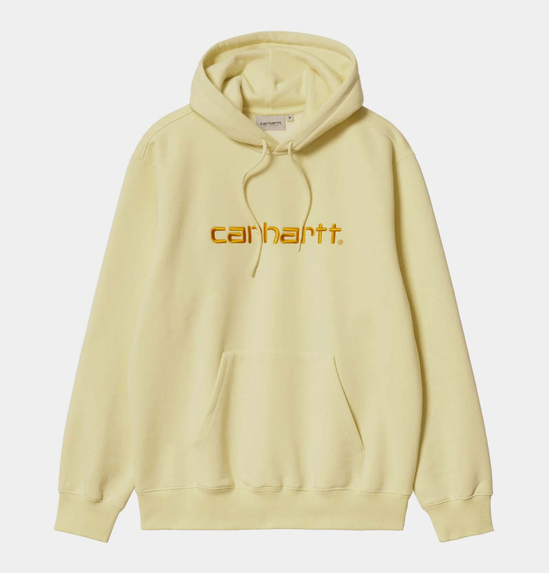 Carhartt WIP Women's Hooded Carhartt Sweatshirt in Soft Yellow & Popsicle