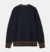 Carhartt WIP Stanford Sweater in Dark Navy and Deep H Brown