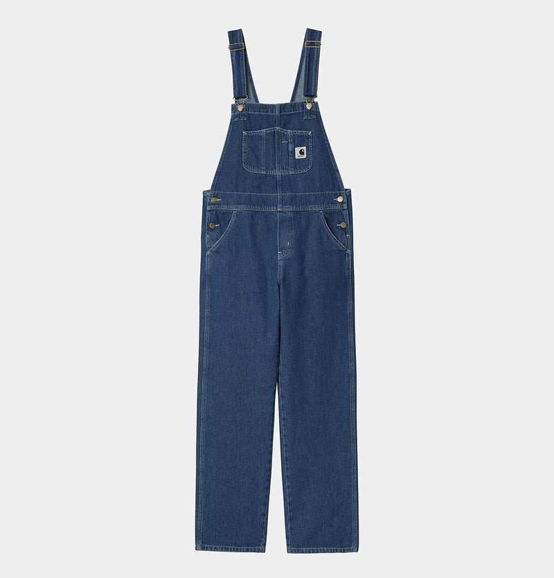 Carhartt WIP Women's Straight Bib Overalls in Blue Stone Washed