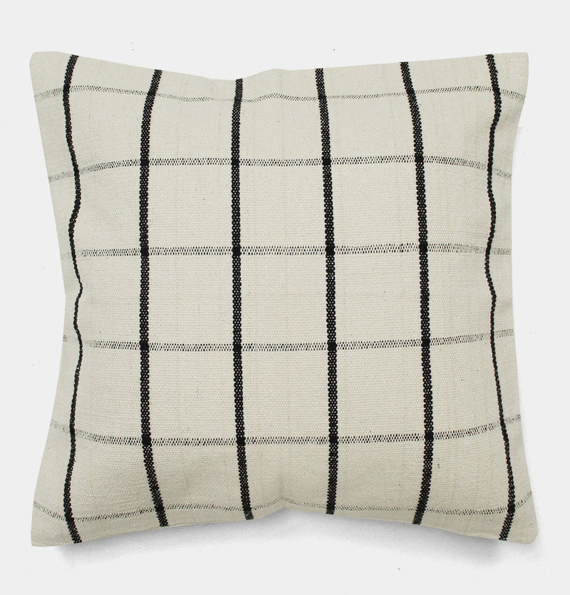 Cotton Cushion in Black & Cream Check – 53 cm