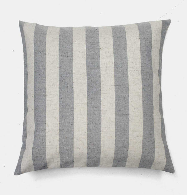 Linen Blend Cushion in Thick Stripe Grey & Cream – 53 cm