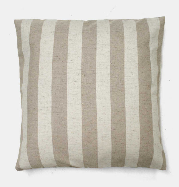 Linen Blend Cushion in Thick Stripe Beige & Cream – 53 cm