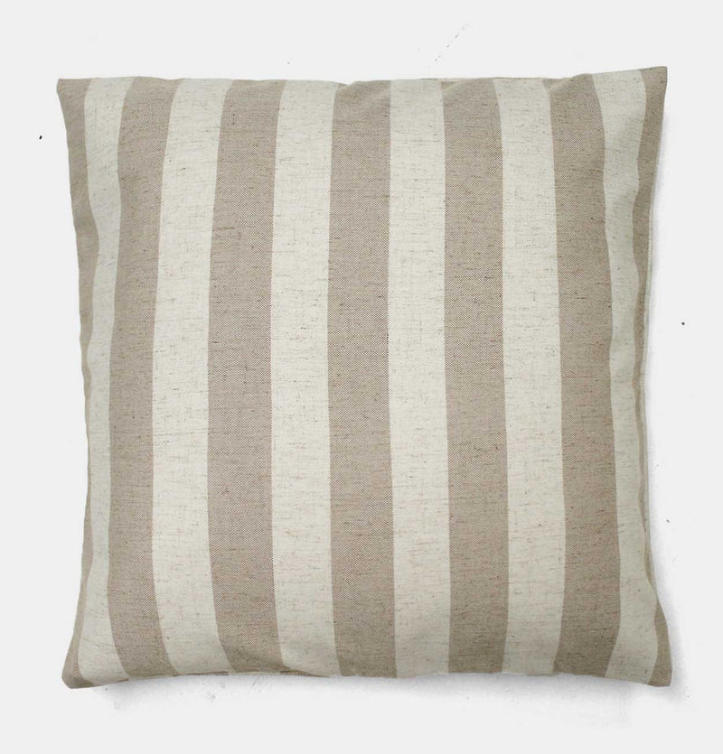 Linen Blend Cushion in Thick Stripe Beige & Cream – 53 cm