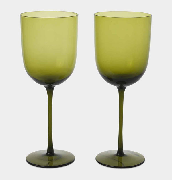 ferm LIVING Host Red Wine Glasses – Set of 2 – Moss Green