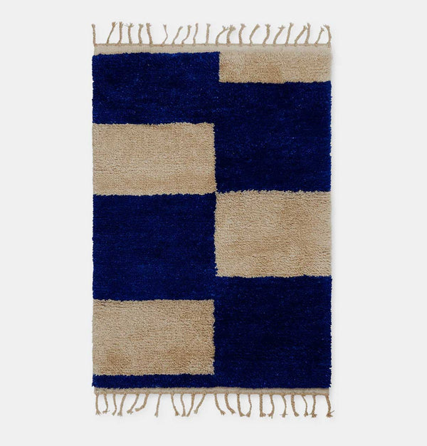 ferm LIVING Mara Knotted Rug in Bright Blue