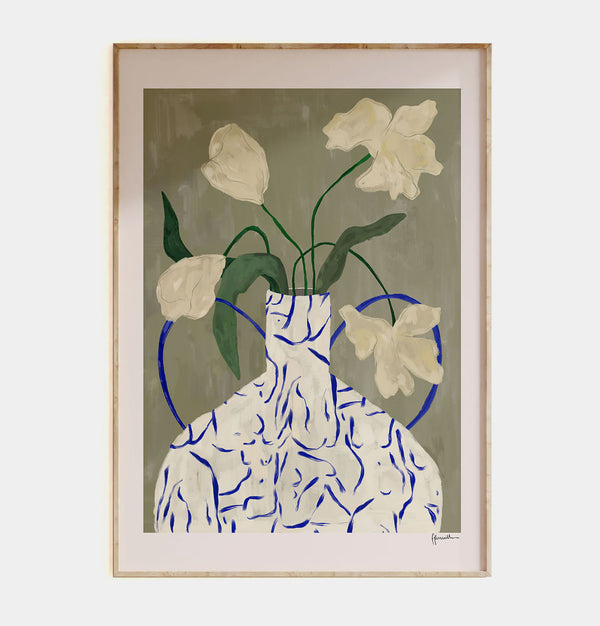 Frankie Penwill Print – Off White Flowers in Lady Vase
