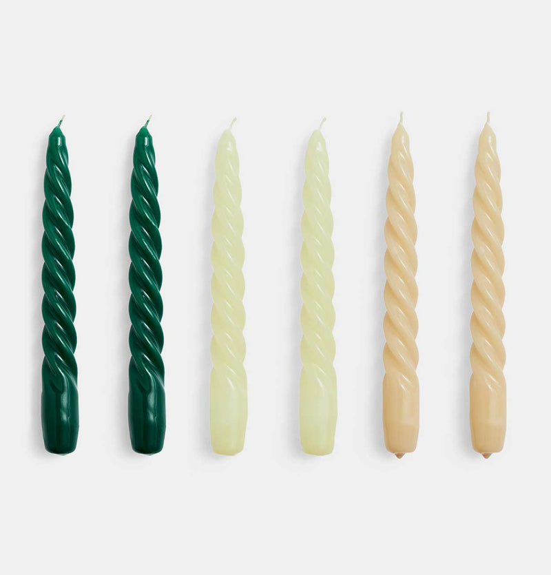 HAY Candle Set of 6 – Twist – Green, Citrus & Beige