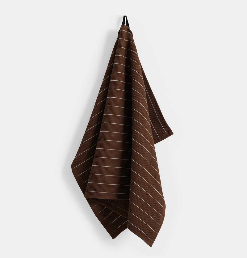 HAY Canteen Tea Towel in Chocolate Pinstripe