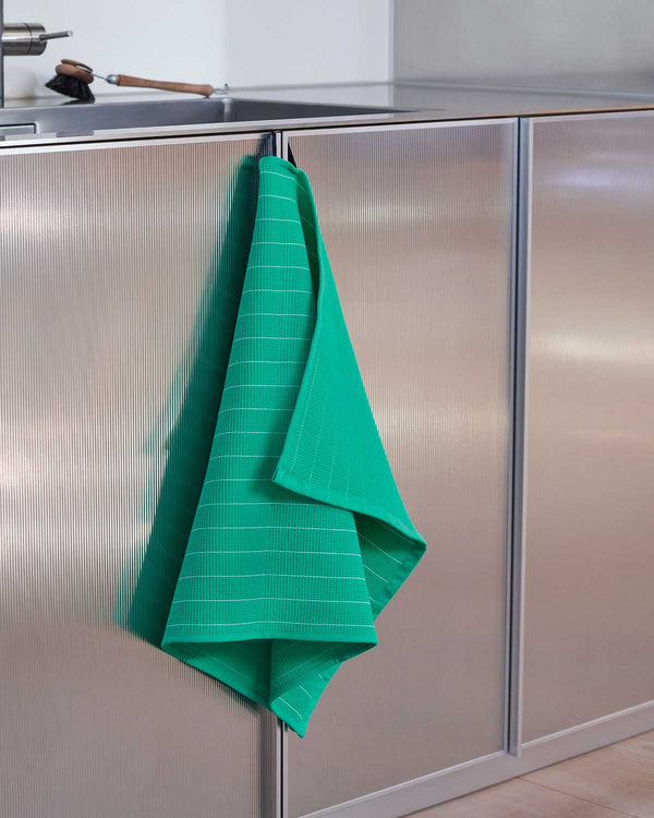 HAY Canteen Tea Towel in Emerald Pinstripe