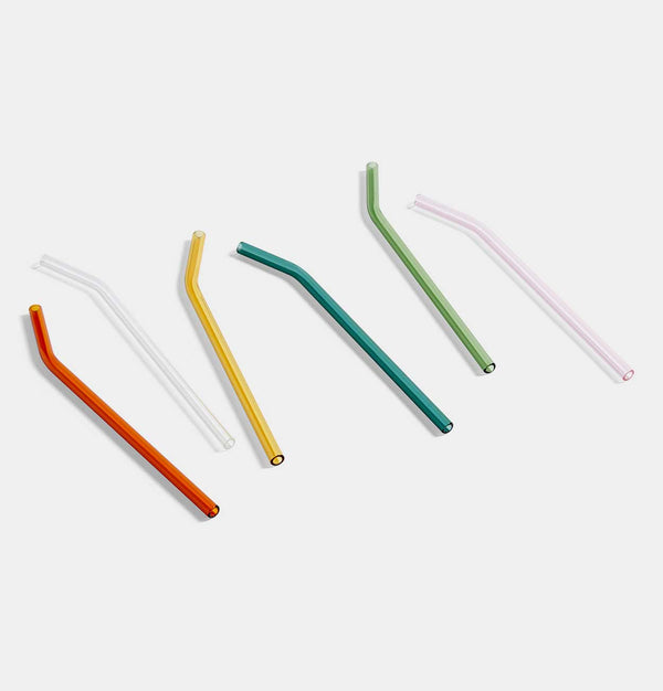 HAY Sip Glass Straws – Smooth Multi – Set of 6
