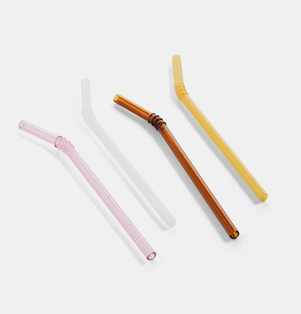 HAY Sip Glass Straws – Swirl Opaque Mix – Set of 4