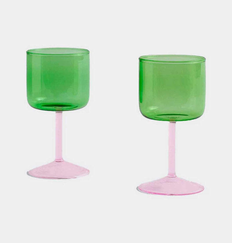 HAY Tint Wine Glasses – Set of 2 – Green and Pink