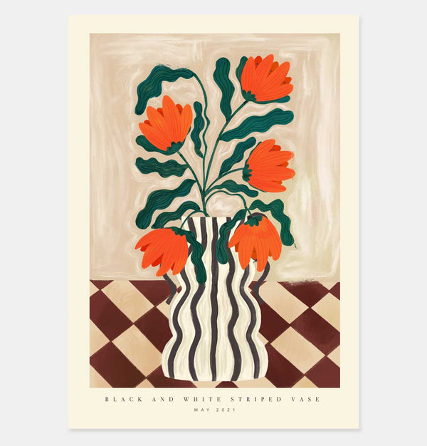Kate Fox Black and White Vase A3 Print