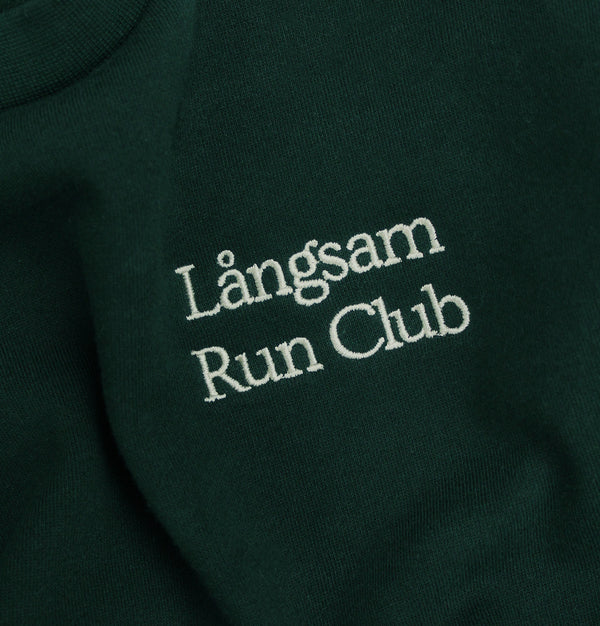 Långsam Run Club Embroidered Logo Hooded Sweatshirt in Pine Green