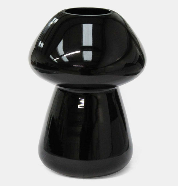 Glass Mushroom Vase in Black