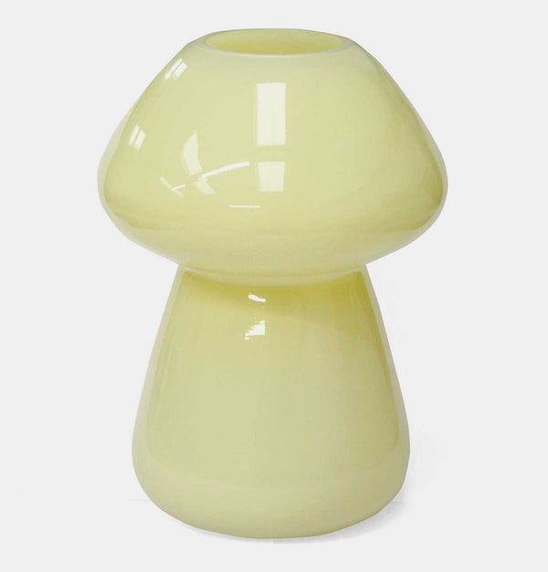 Glass Mushroom Vase in Soft Yellow