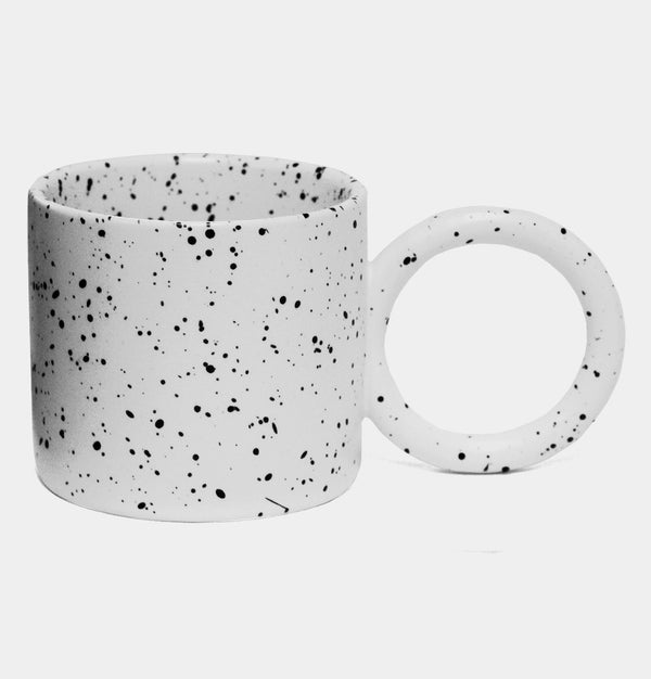 Nordic Ceramic Mug in White with Black Speckle