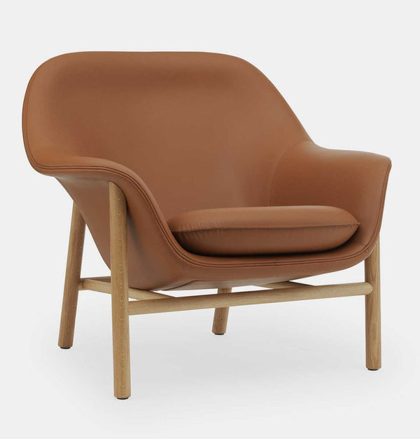 Normann Copenhagen Drape Lounge Chair Low Oak Ultra Leather