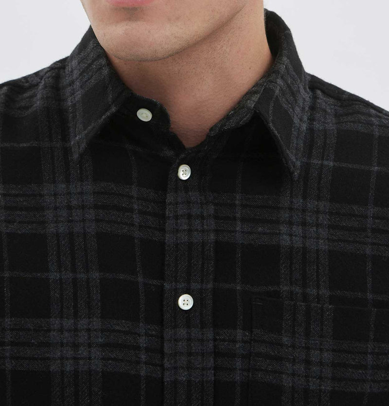 Norse Projects Algot Relaxed Wool Check Shirt in Charcoal Melange