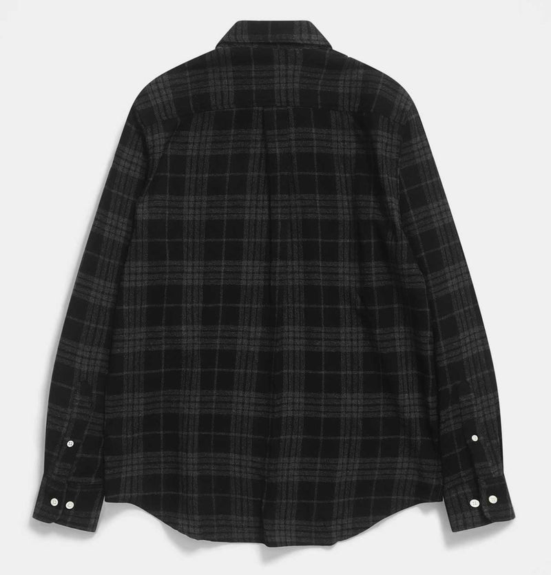 Norse Projects Algot Relaxed Wool Check Shirt in Charcoal Melange