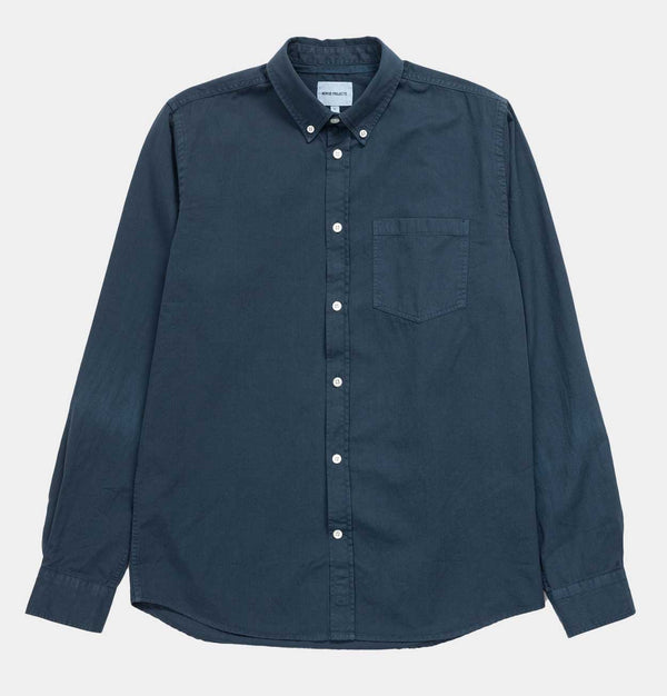 Norse Projects Anton Light Twill Shirt in Deep Marine