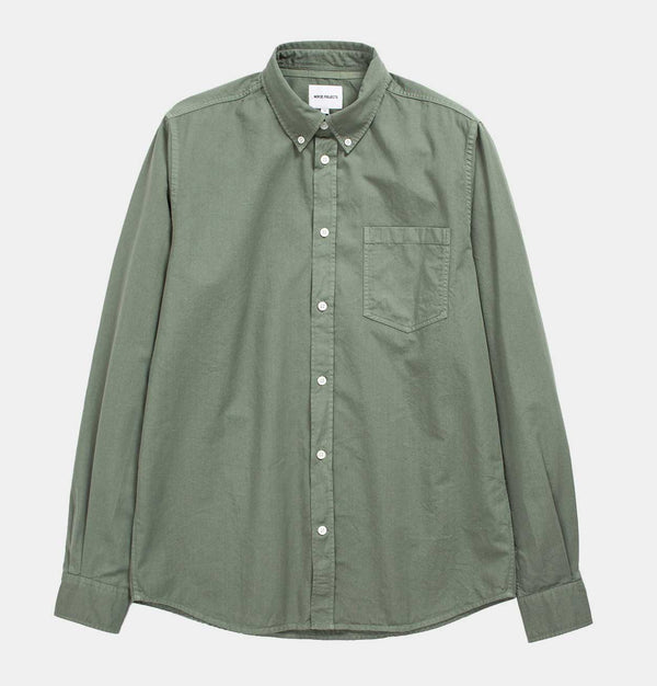 Norse Projects Anton Light Twill Shirt in Dried Sage Green
