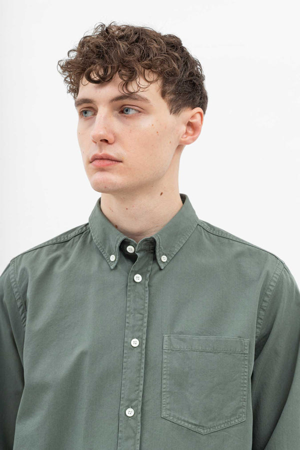 Norse Projects Anton Light Twill Shirt in Dried Sage Green