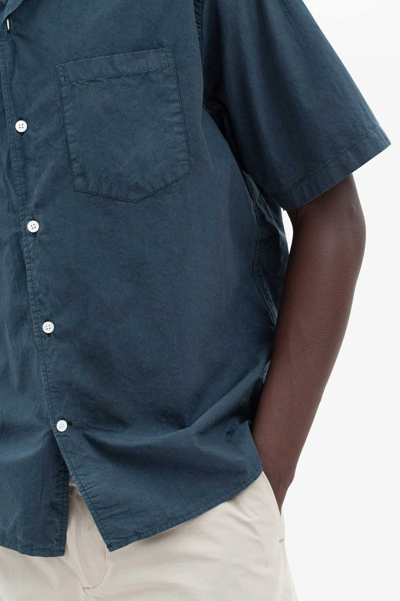 Norse Projects Carsten Cotton Tencel Shirt in Deep Marine