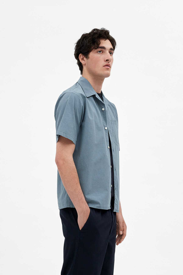 Norse Projects Carsten Cotton Tencel Shirt in Light Stone Blue