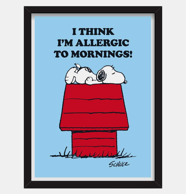 Peanuts Allergic To Mornings Print – Framed – A3