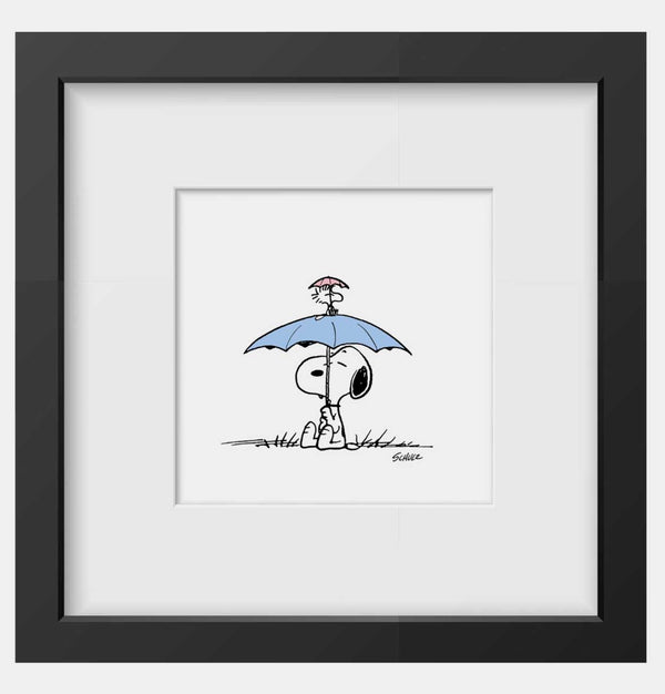Peanuts Umbrella Framed Handmade Print