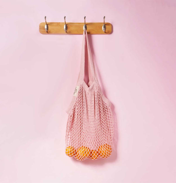 Zero Waste Club Organic Cotton Mesh Shopping Grocery Bag in Pink