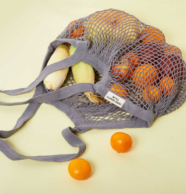 Zero Waste Club Organic Cotton Mesh Shopping Grocery Bag in Grey