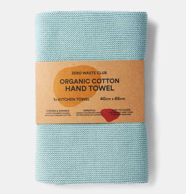 Zero Waste Club Organic Cotton Hand Towel in Sage Green