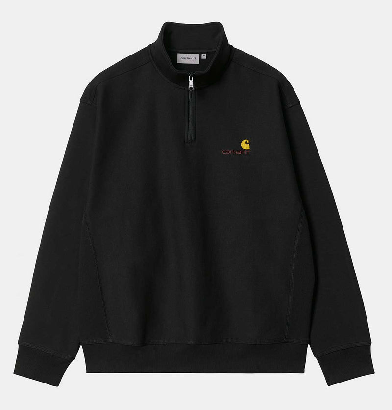 Carhartt WIP Half Zip American Script Sweatshirt in Black
