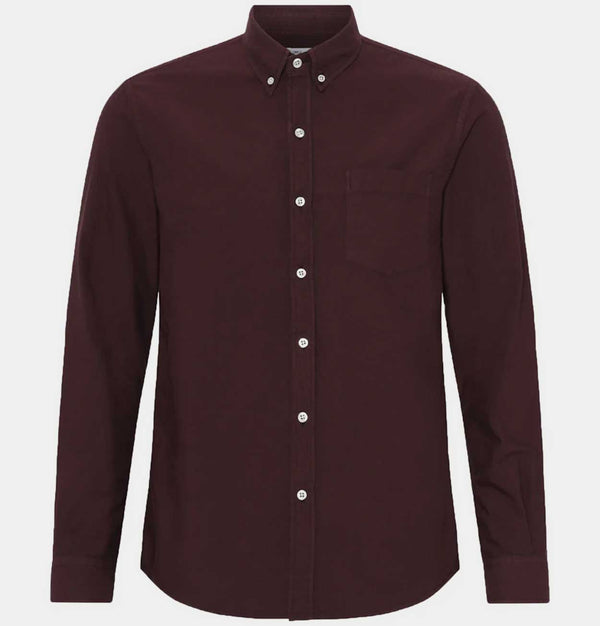Colorful Standard Organic Button Down Shirt in Oxblood Red