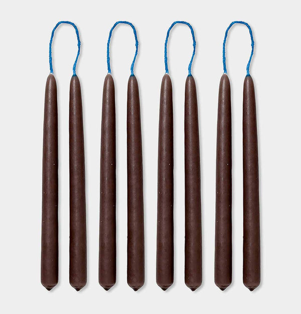 ferm LIVING Dipped Candles in Brown – Set of 8