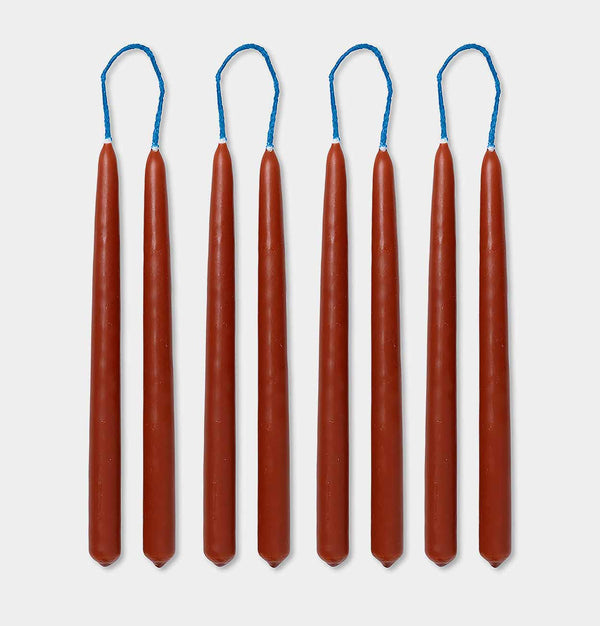 ferm LIVING Dipped Candles in Rust – Set of 8