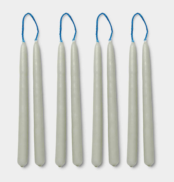 ferm LIVING Dipped Candles in Sage – Set of 8