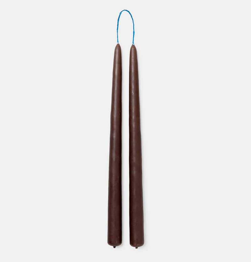 ferm LIVING Dipped Candles in Brown – Set of 2