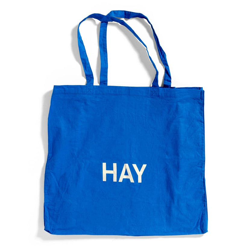 HAY Blue Tote Bag – Large – White Logo
