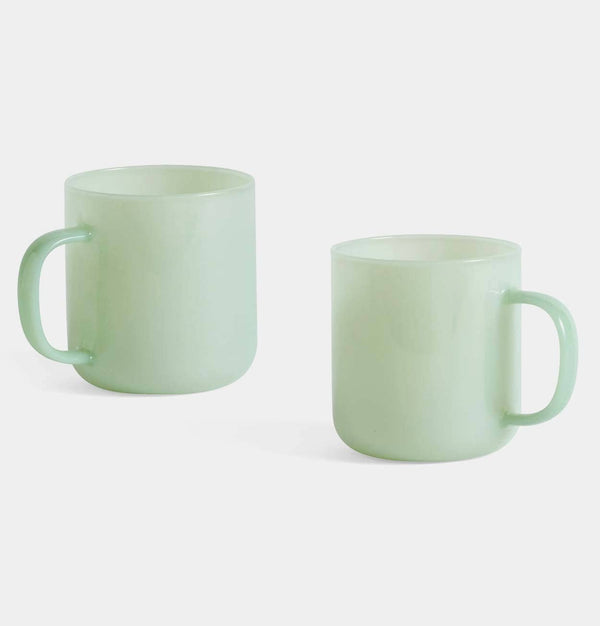 HAY Borosilicate Mugs in Jade Light Green – Set of 2
