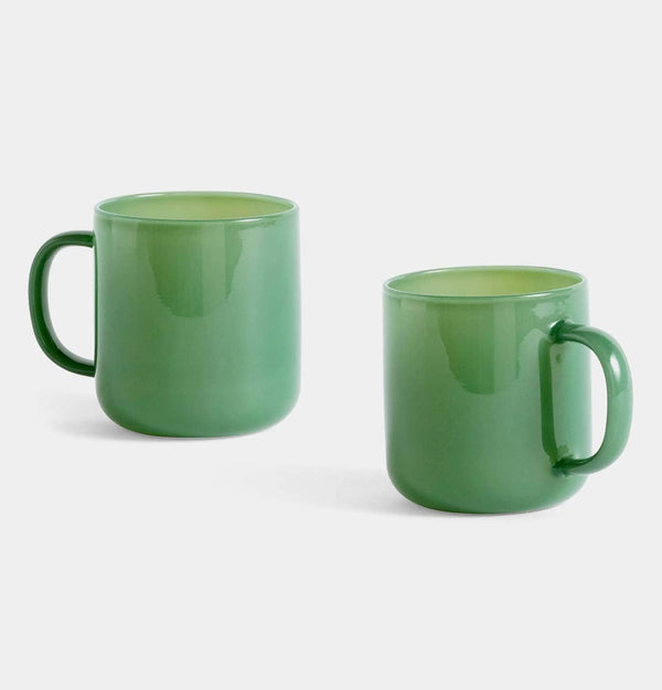 HAY Borosilicate Mugs in Jade Green – Set of 2