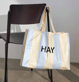 HAY Candy Stripe Shopper in Yellow and Blue